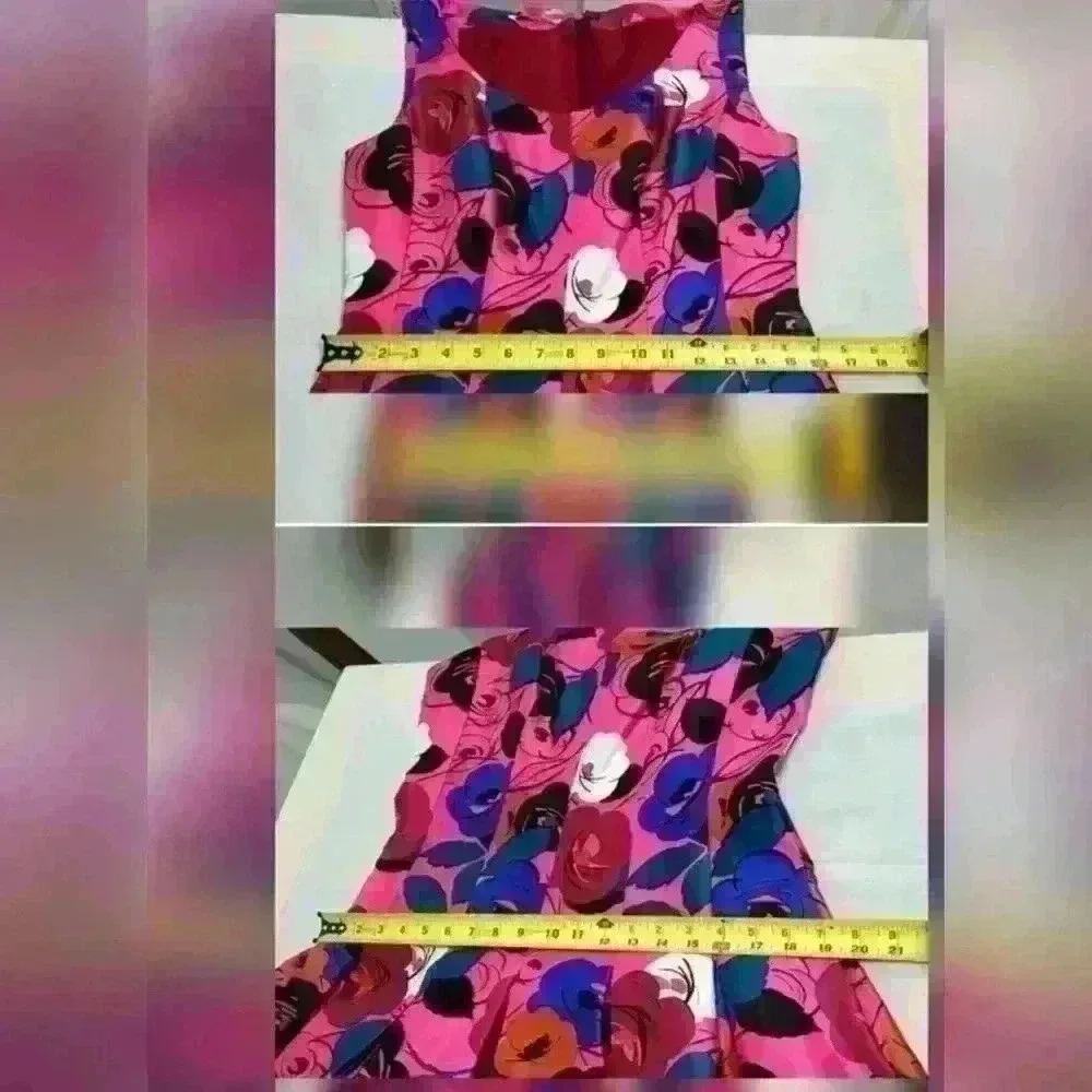 Oscar de la renta hot pink flowers dress size 10 with side pockets NWT